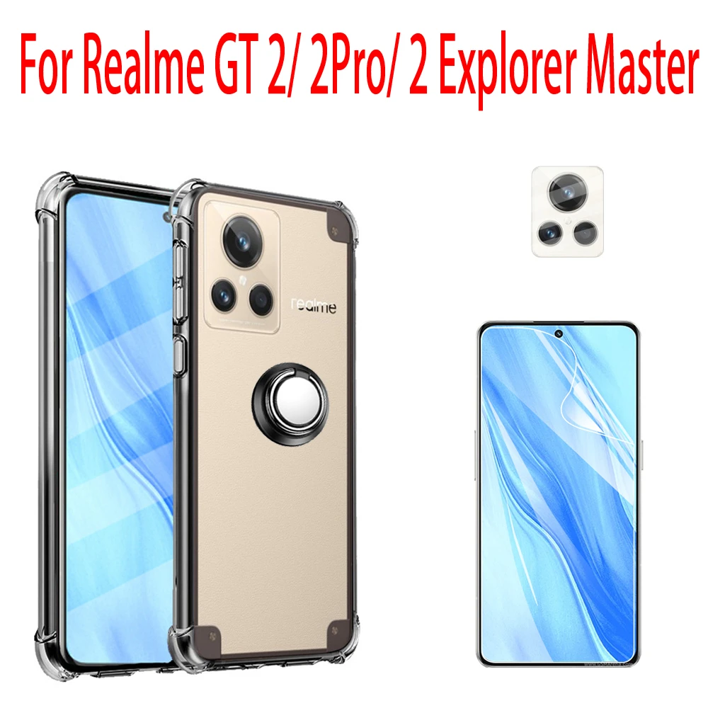 

3IN1,For Realme GT2 Explorer Master Soft Ring Case Realme GT 2Pro Transparent Silicone Cases Realmi GT 2 5G Anti-Fall Back Cover