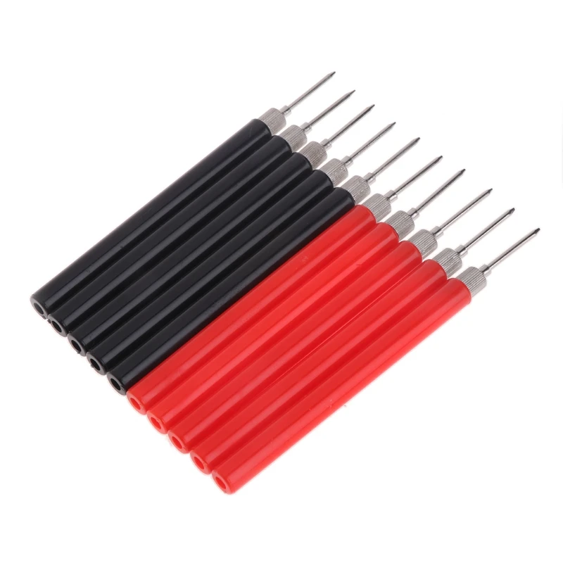 

10pc Test Probe Tip Insulated Hook Wire Connector Lead Pin for Multimeter