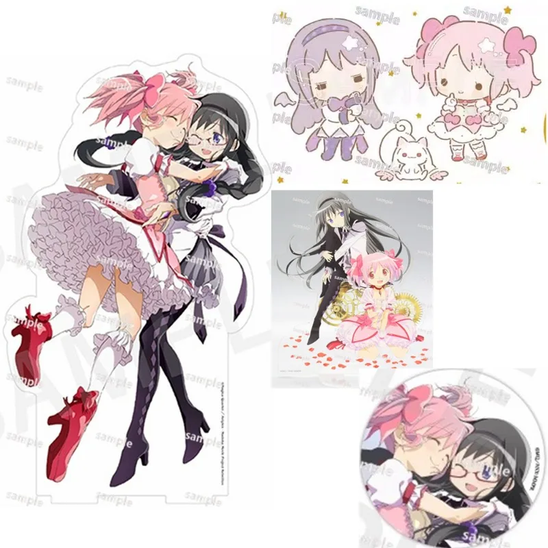 Фото Японский мультфильм Puella Magi Madoka Magica аниме фигурки Kaname Madoka Akemi Homura акриловая подставка коллекция декор стола №1