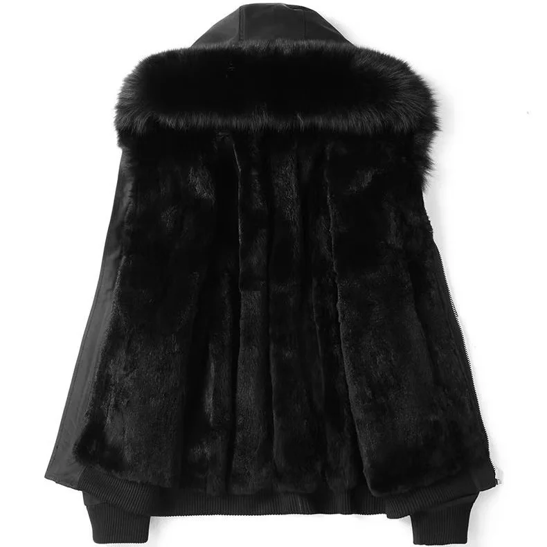 New fur one-piece jacket for men's winter style overcoming short imitation
