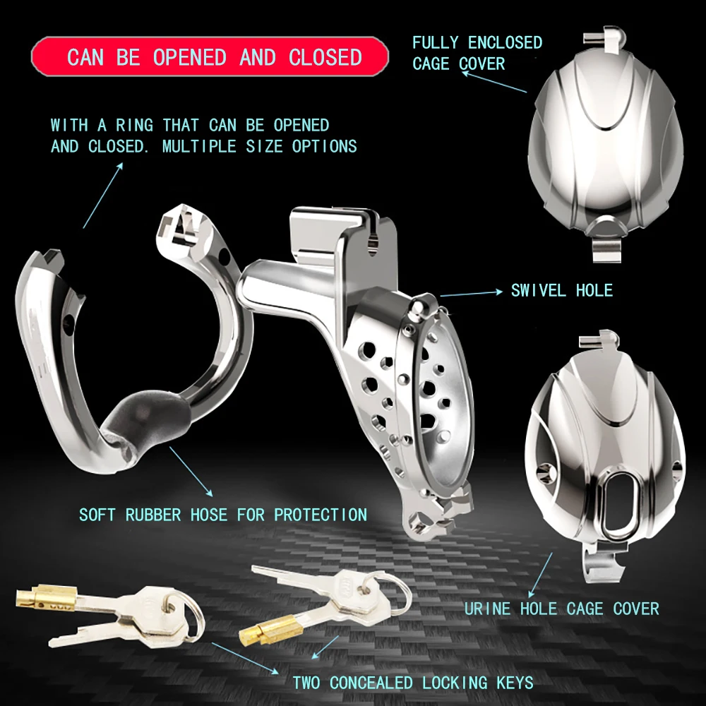 Стальной флип-дизайн мужское устройство верности 2 крышки клетки на член и 1