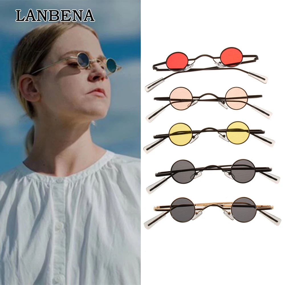 

Retro Mini Sunglasses Round Men Metal Frame Gold Black Red Small Round Framed Sun glasses eye care Accessories
