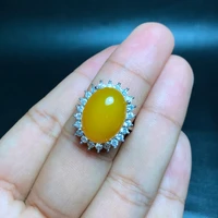 meibapj natural yellow chalcedony gemstone simple sunflower ring for women real 925 sterling silver fine party jewelry