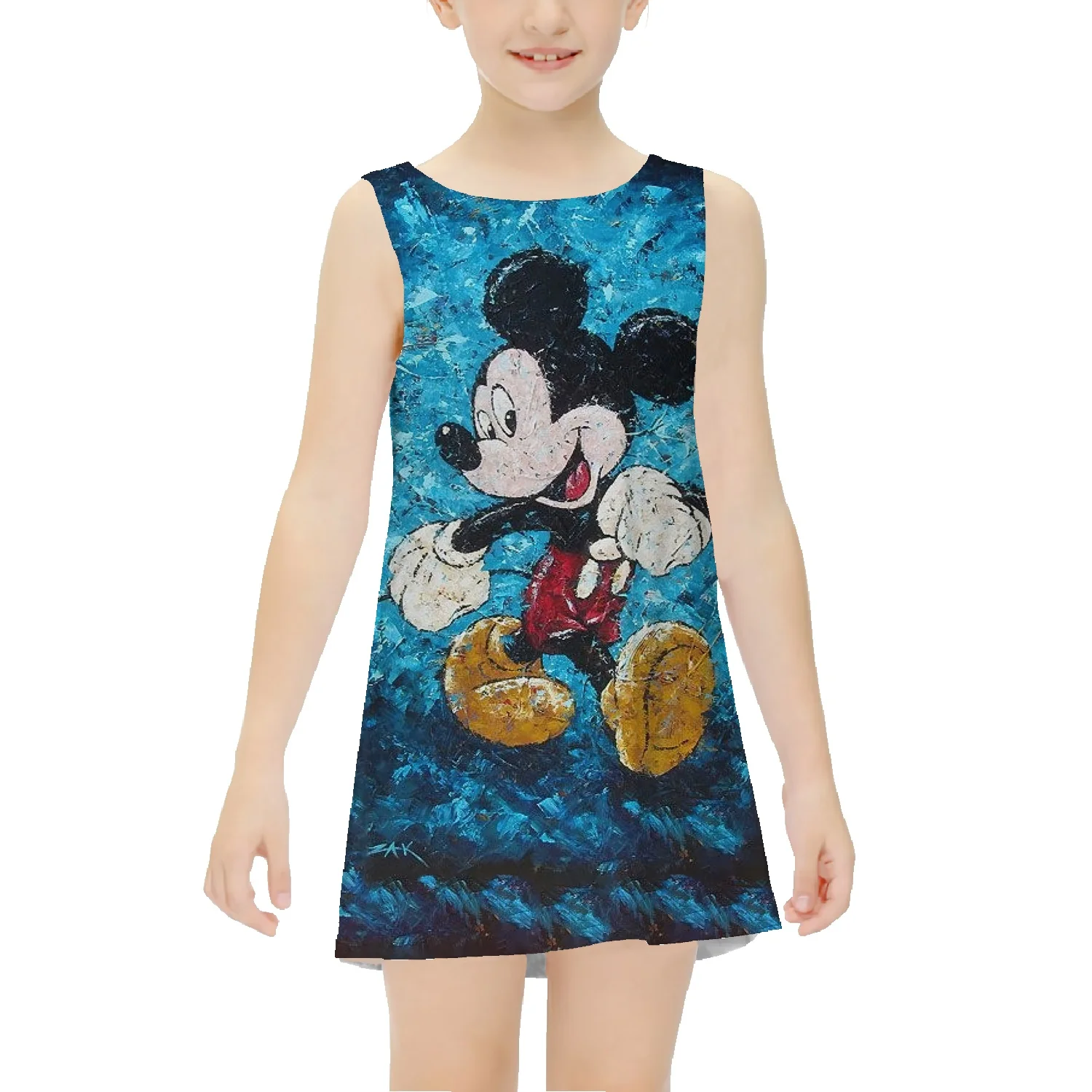 Disney Minnie mouse girls T-shirt dress 2022 summer dress for little girls loose mid-length sleeveless vest children's dress