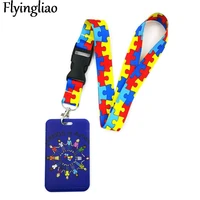 autism pattern blue neck strap lanyard for keys lanyard card id holder key chain for gifts key lanyard neck straps key ring