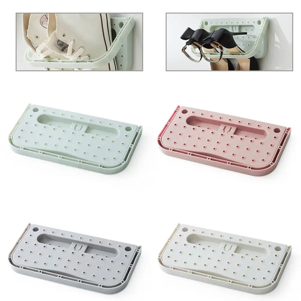 

Wall Mounted Shoe Rack Organizer Collection Storage Shelf Holder Space Saving Folding Punch Free Shoe Storage Rack 28*14*2CM
