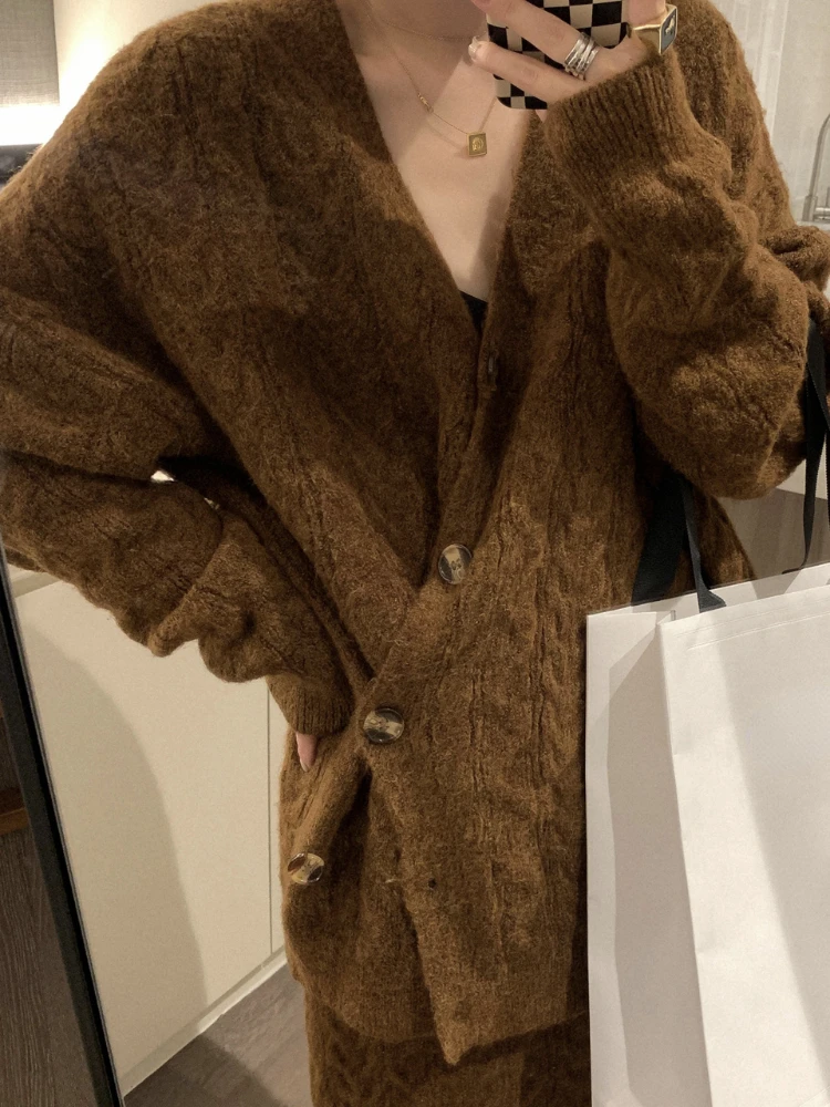 

Женский вязаный комплект из 2 предметов, свитер с высокой талией и винтажная юбка