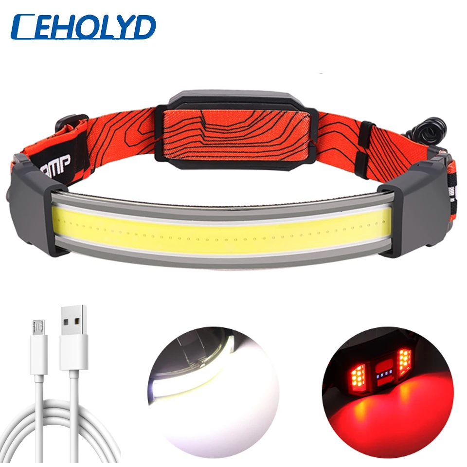 Светодиодный налобный фонарь с зарядкой по USB Головной COB матрицей Рабочий 3