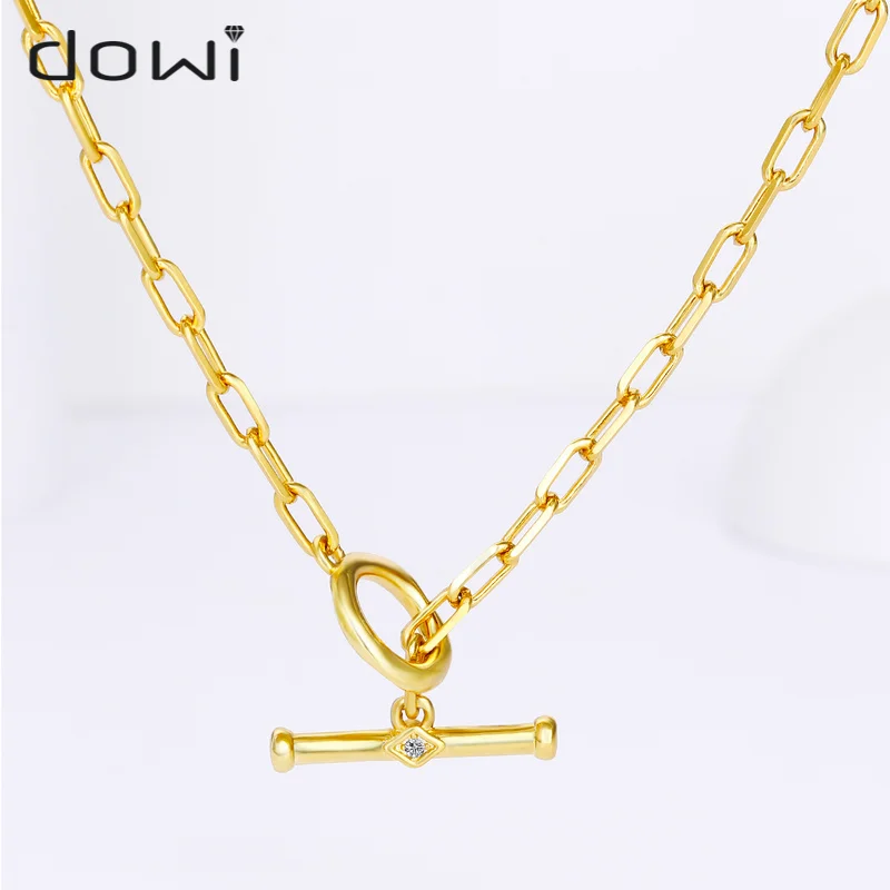 

Dowi Fashion Gold Color O Link Chain Necklaces For Women Men Toggle Clasp OT Buckle Choker Collar Hip Hop Jewelry Necklace