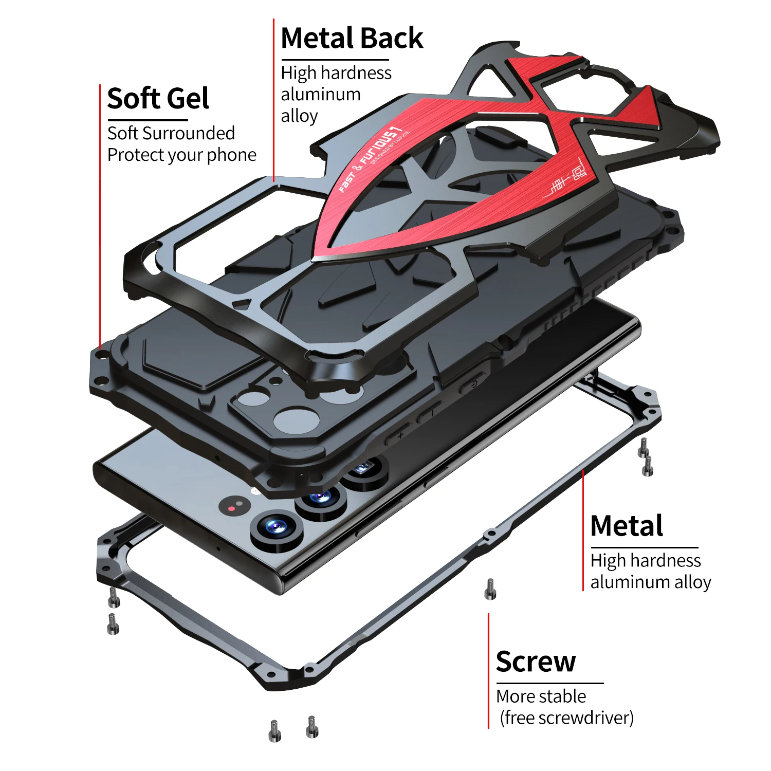 Metal Armor Heavy Duty Cover For Samsung Galaxy S23 Ultra 5G Case Luxury Camera Protection Shockproof Phone Cases Coque Fundas