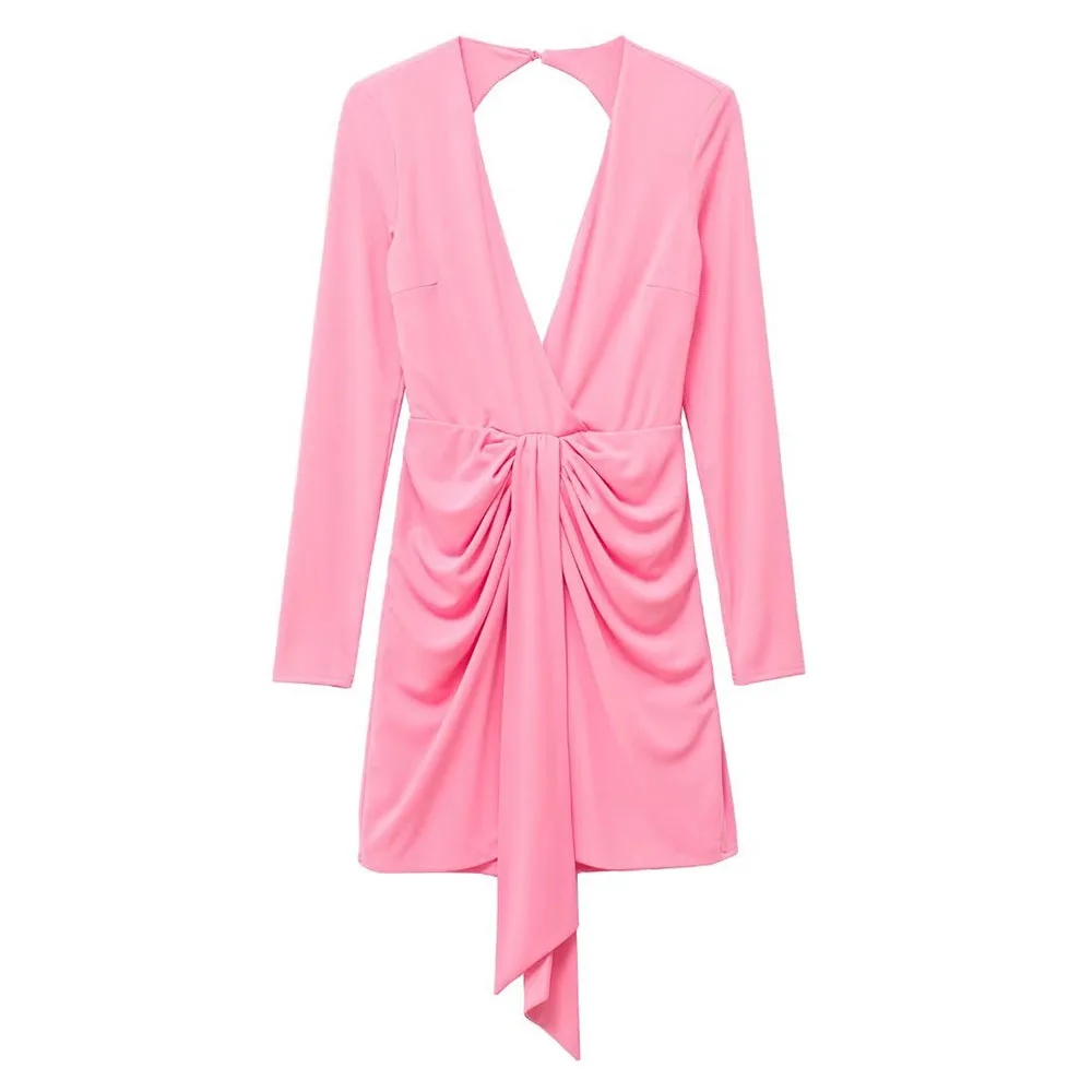 

Женское Плиссированное мини-платье, шикарное модное винтажное платье с длинным рукавом, украшенное узлом, весна 2022