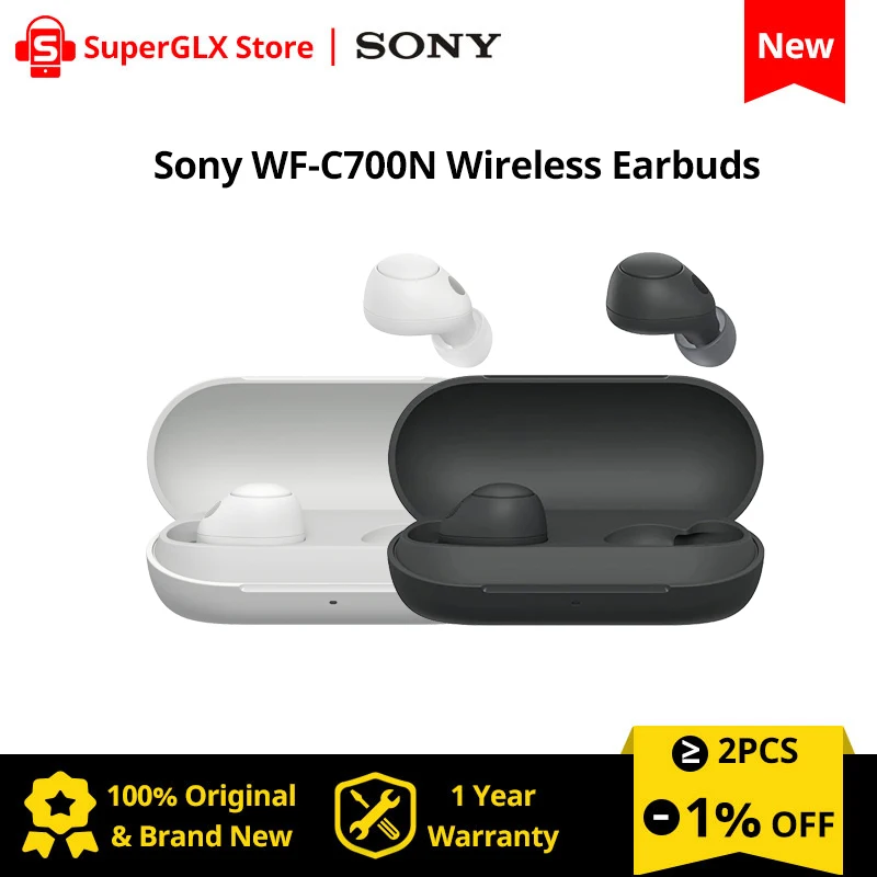 

Беспроводные Bluetooth наушники-вкладыши Sony WF-C700N с шумоподавлением, с микрофоном и водонепроницаемостью IPX4 для смартфонов iOS и Android