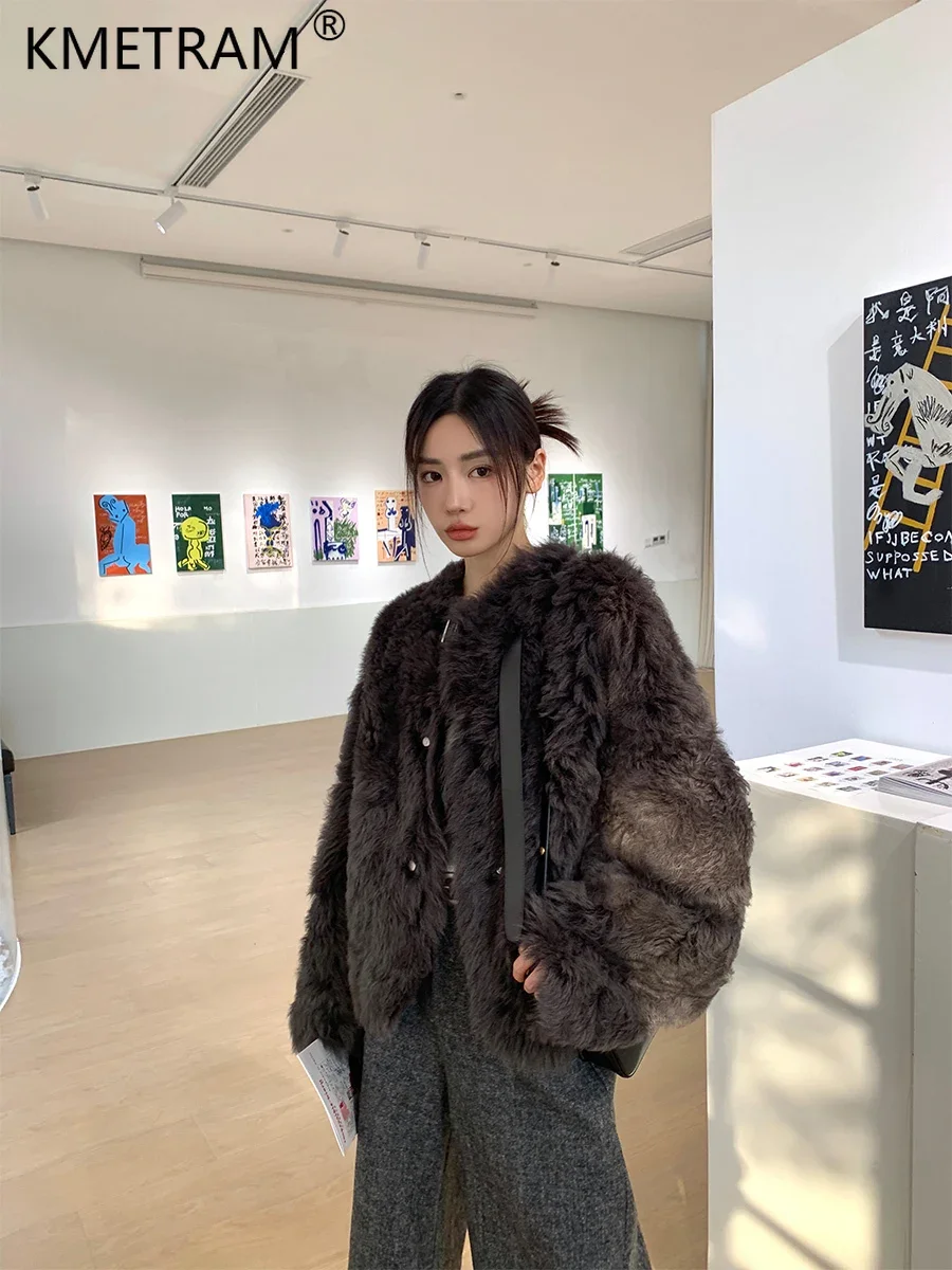 Женская куртка из натуральной овечьей кожи короткая зимняя пальто и куртки