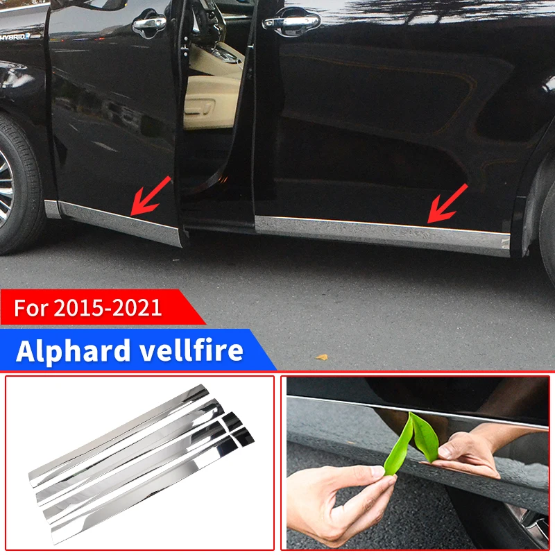 

For 2015-2021 Toyota Alphard Vellfire 30 Car Side Door Car Body Decoration ABS Door Side Line Chrome Modified Accessories