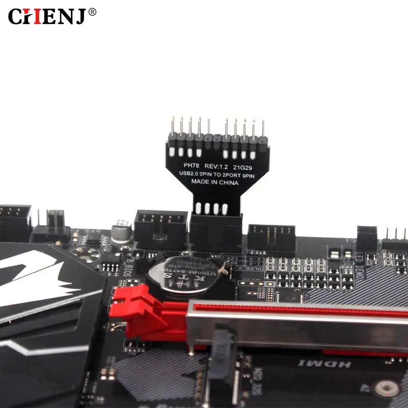

USB 2.0 9 pin Connector Adapter for NZXT Liquid Cooling for RGB Splitter 9 Pin USB Header Female 1 to 2 Male Board 9-Pin USB HUB