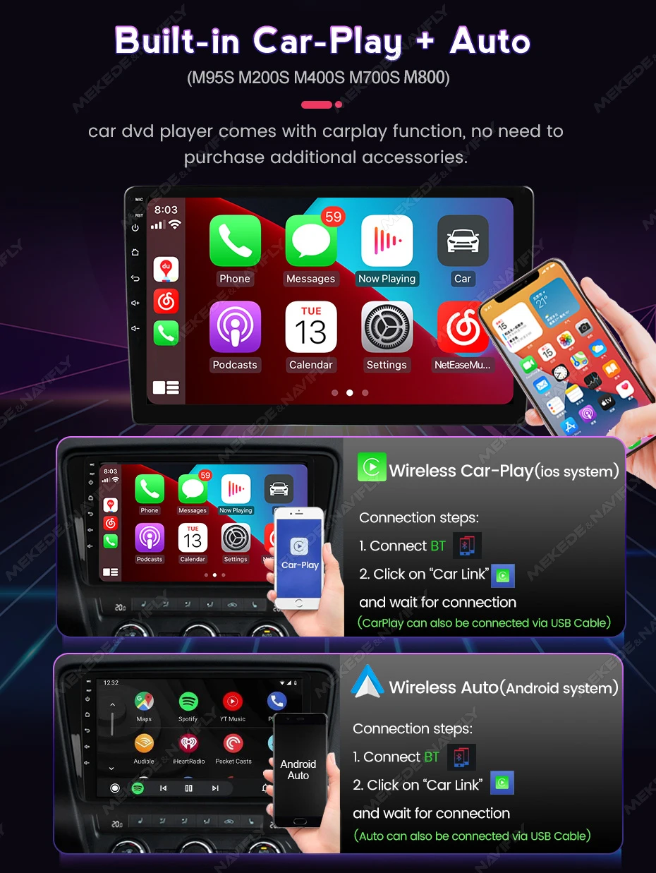 Мультимедийный Видеоплеер Mekede 2din Carplay С Ips-экраном 8 + 256g Gps-навигацией Для Mercedes Benz