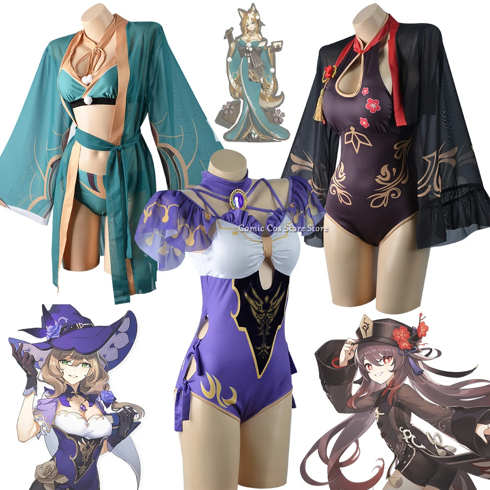 

Genshin Impact Swimsuit Cosplay Miss Hina Hutao Hu tao Lisa Game Sexy Bikini Bathing Suit Underwear Costume