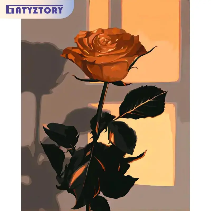 

GATYZTORY Diy Painting By Numbers Handmade Rose Cotton Flowers On Canvas Pictrues Coloring Acrylic Paints Diy Gift For Adults