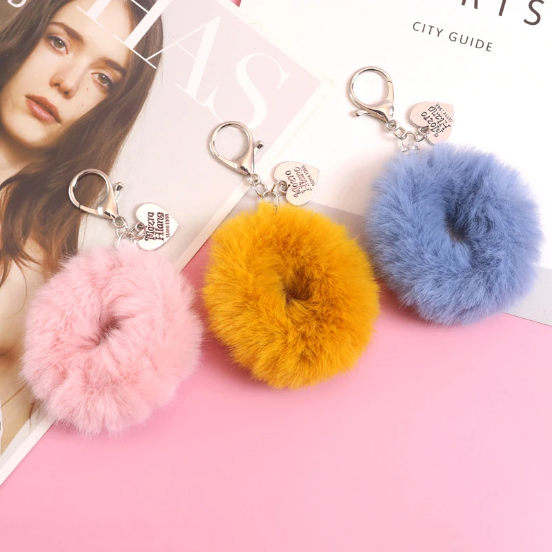 

Женские украшения, подарки, плюшевые меховые кольца для волос, пушистые брелки, подвески для сумки, автомобильные брелки, многофункциональн...