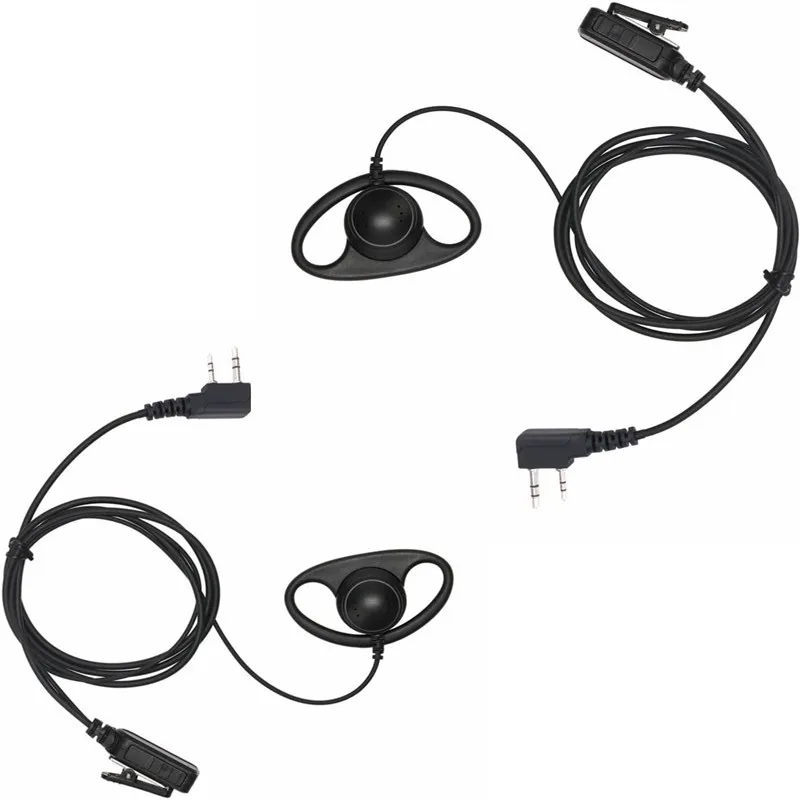 Earpiece with Mic 2 Pin D Shape Two Way Radio Headset for RT22 RT21 H-777 RT68 RT19 H-777S RT22S Baofeng UV-5R Arcshell(2 Pack)