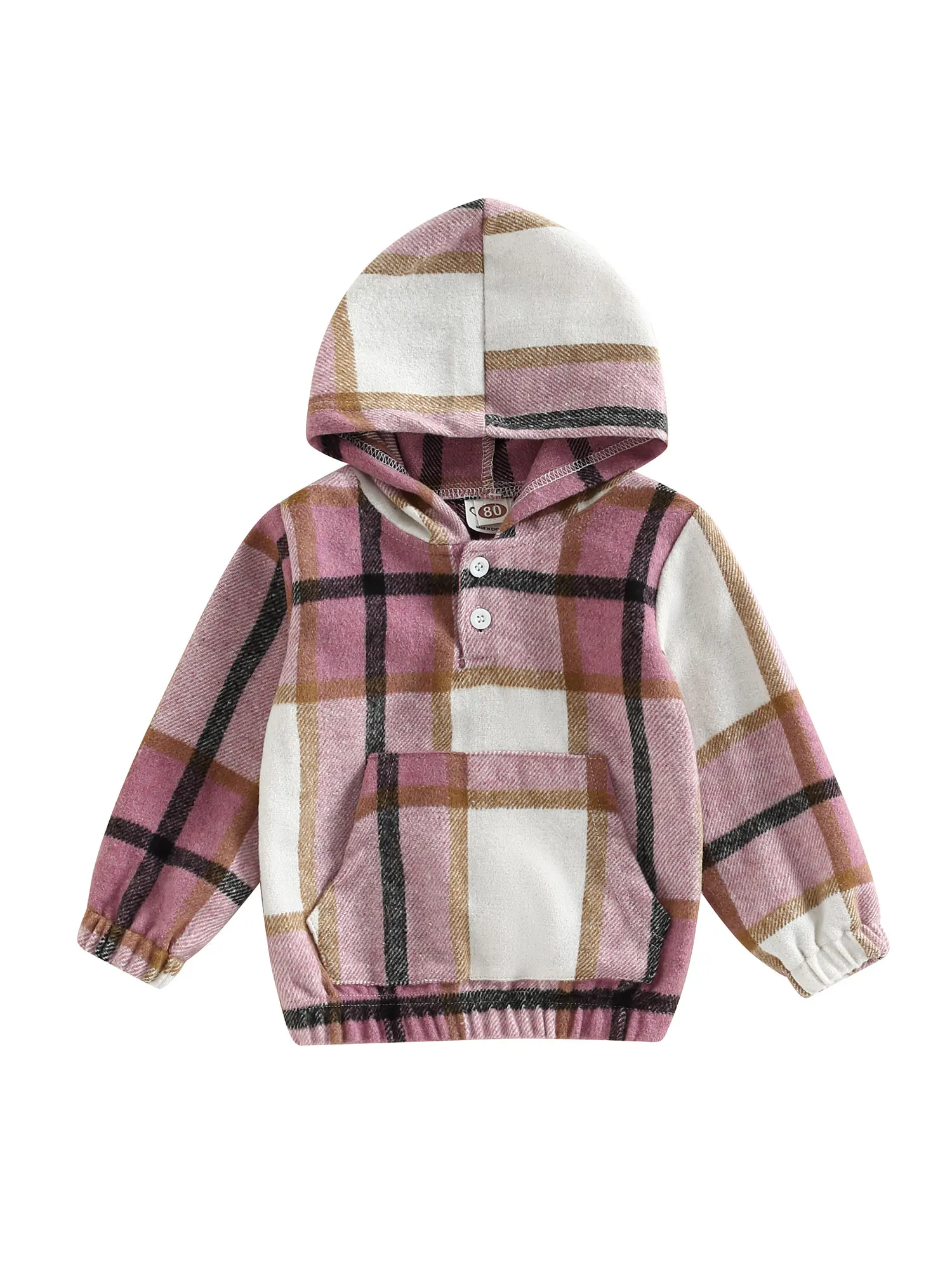 

Toddler Girls Pink Plaid Flannel Shirt Jacket Pullover Hoodie Shacket Sweater Tops with Pocket Little Kids Fall Clothes
