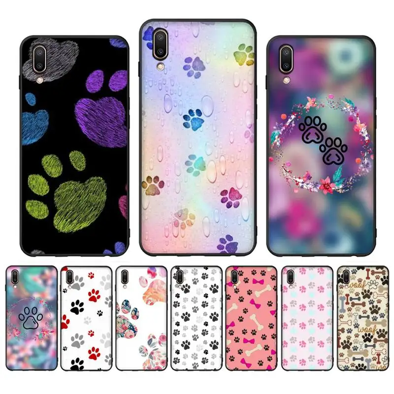 

Dog Footprint Paw Phone Case Case For Oppo Reno Realme C3 6Pro Cover For vivo Y91C Y17 Y19