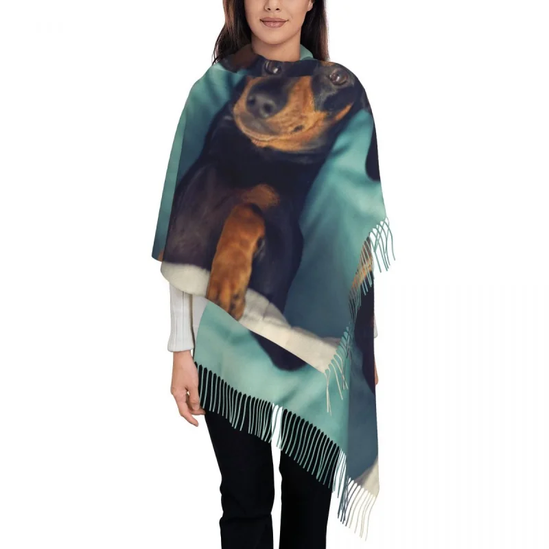 

Custom Print Dachshund Scarf Women Men Winter Fall Warm Scarves Badger Sausage the Wiener Dog Shawls Wraps
