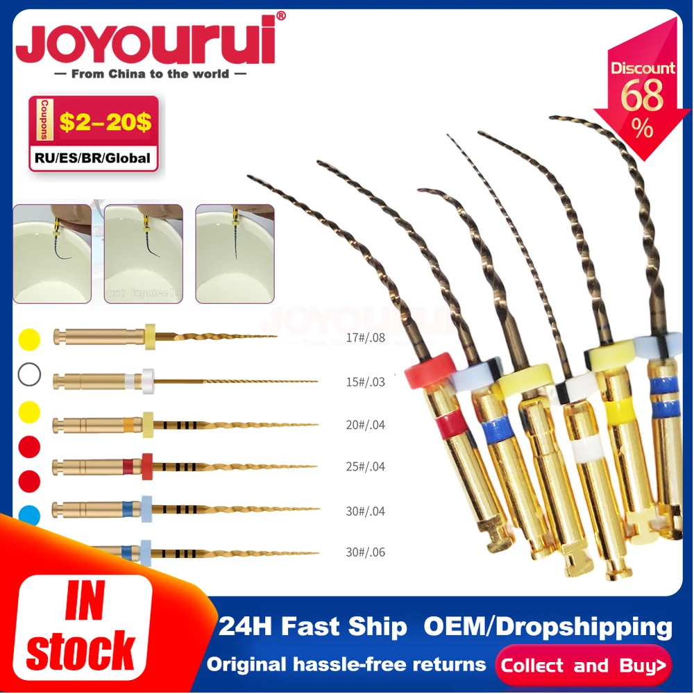 JOYOURUI Золотые эндофайлы для стоматологического двигателя 6 шт.