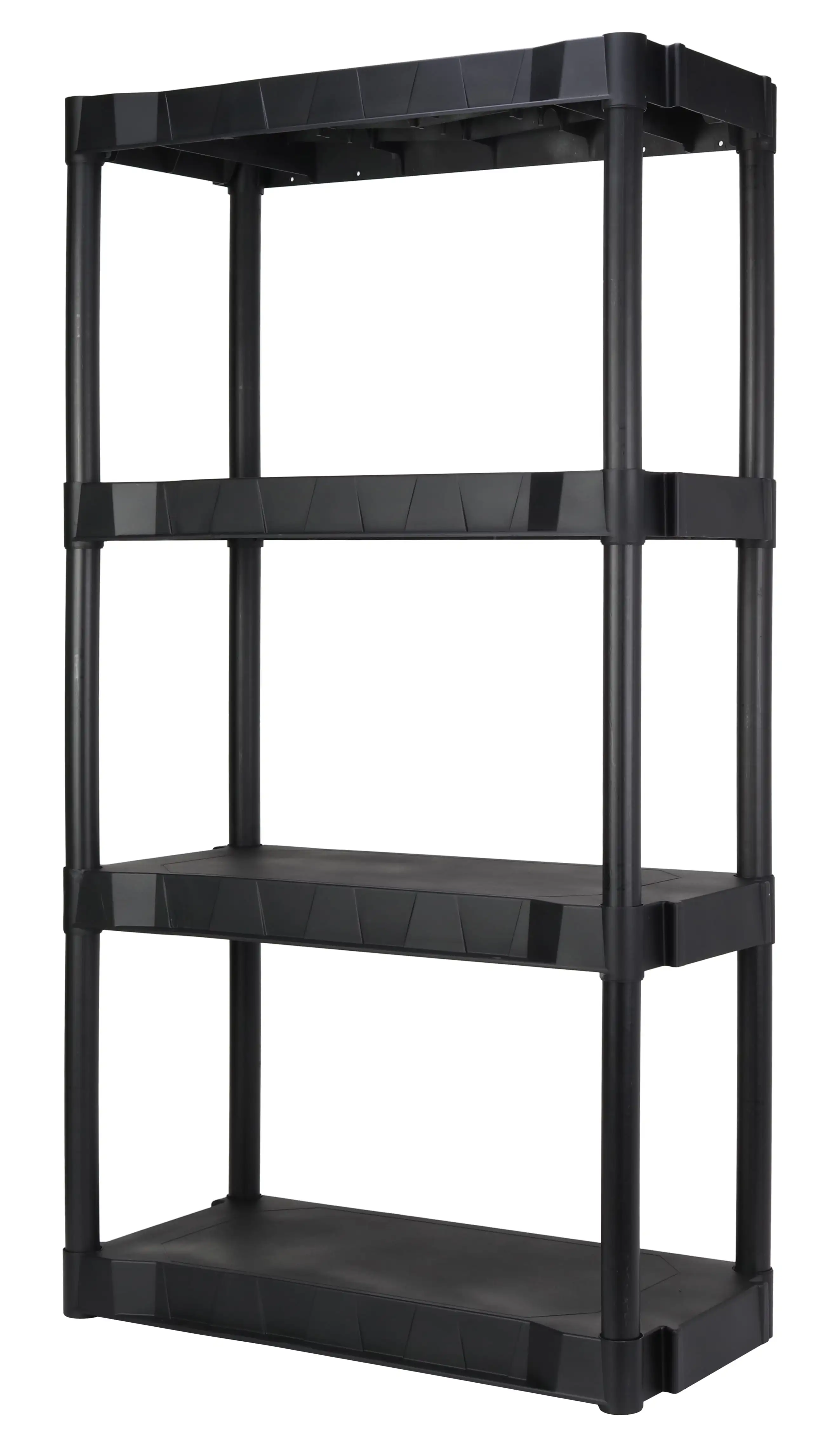 

13.88"D x 30"W x 56.2"H 4 Shelf Plastic Garage Storage Shelves, Black, Adult