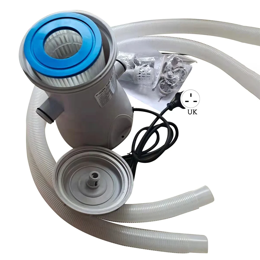 

Filter Pump Strainer 530 Gallon Swimming Pool Electric Water Filter with Tube Hose Clamps, EU Plug
