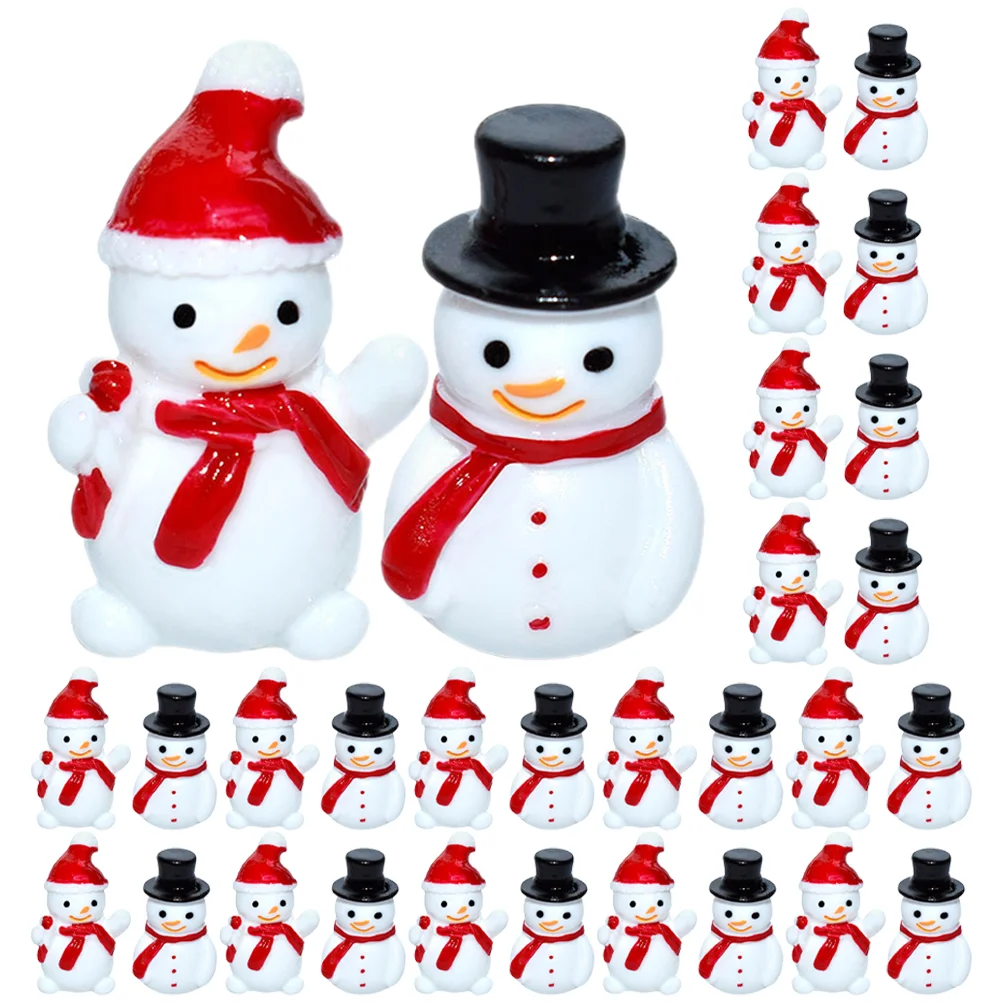 

40 Pcs Adorable Miniature Figurine Decor Resin Snowman Ornaments Xmas Toys Lovely Figure Christmas Party Supplies