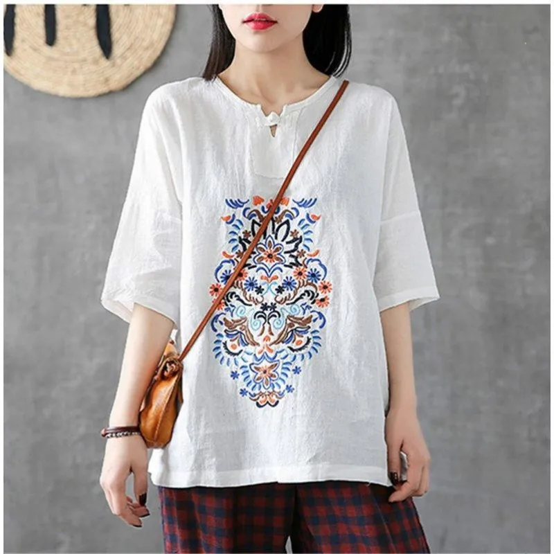 Женская винтажная рубашка в стиле бохо