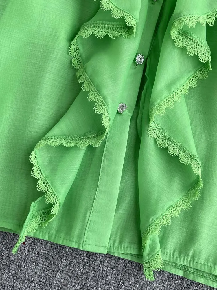 Женская блузка во французском стиле с коротким пышным рукавом летняя рубашка в