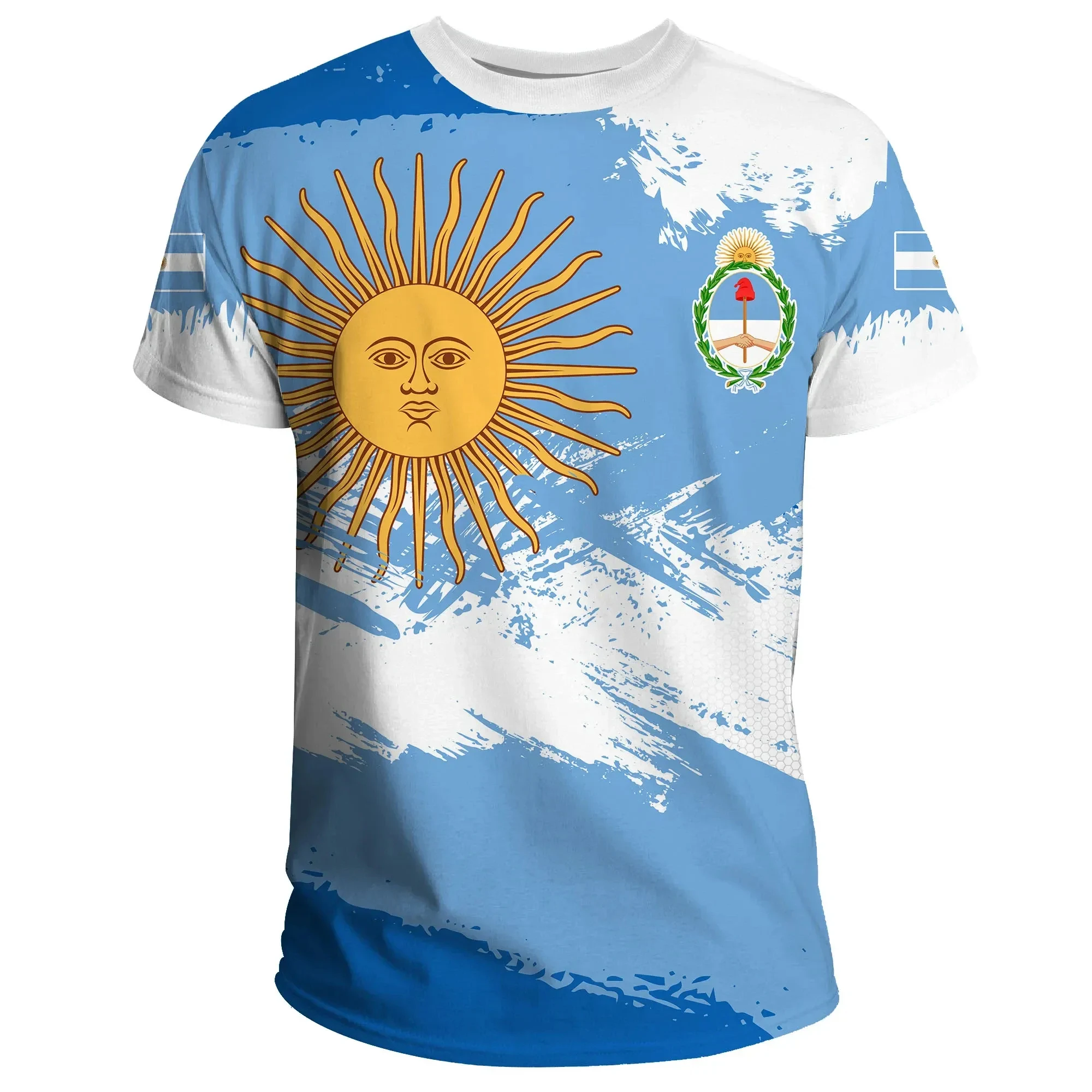 

Argentina's national flag, national emblem, printed men's clothing, hot selling T-shirt, top, fashion, leisure, round neck T-shi