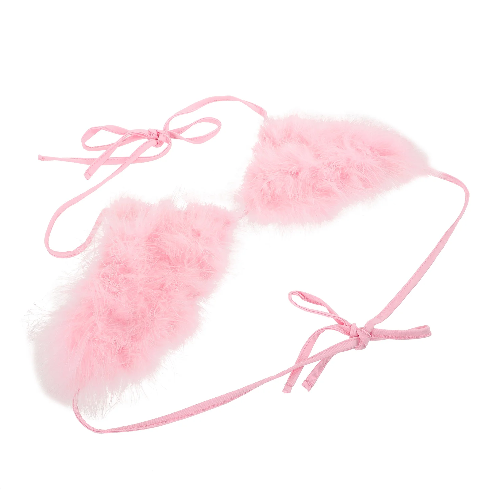 

Naughty Outfits Women Bikini Top Tie Knot Camisoles Crop Plush Cheerleader Bralette Tanks