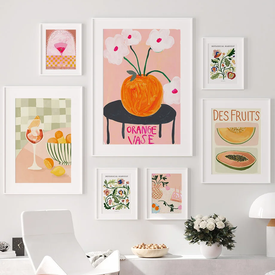 

Orange Vase Lemon Desfruits Botanical Harvest Wall Art Nordic Posters Abstract Pictures Living Room Decor Canvas Painting Prints