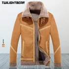 Новые мужские кожаные куртки с мехом, Зимние Модные теплые шерстяные куртки в стиле ретро, кожаные куртки-бомберы с мехом, Мужское Пальто 4XL BF820