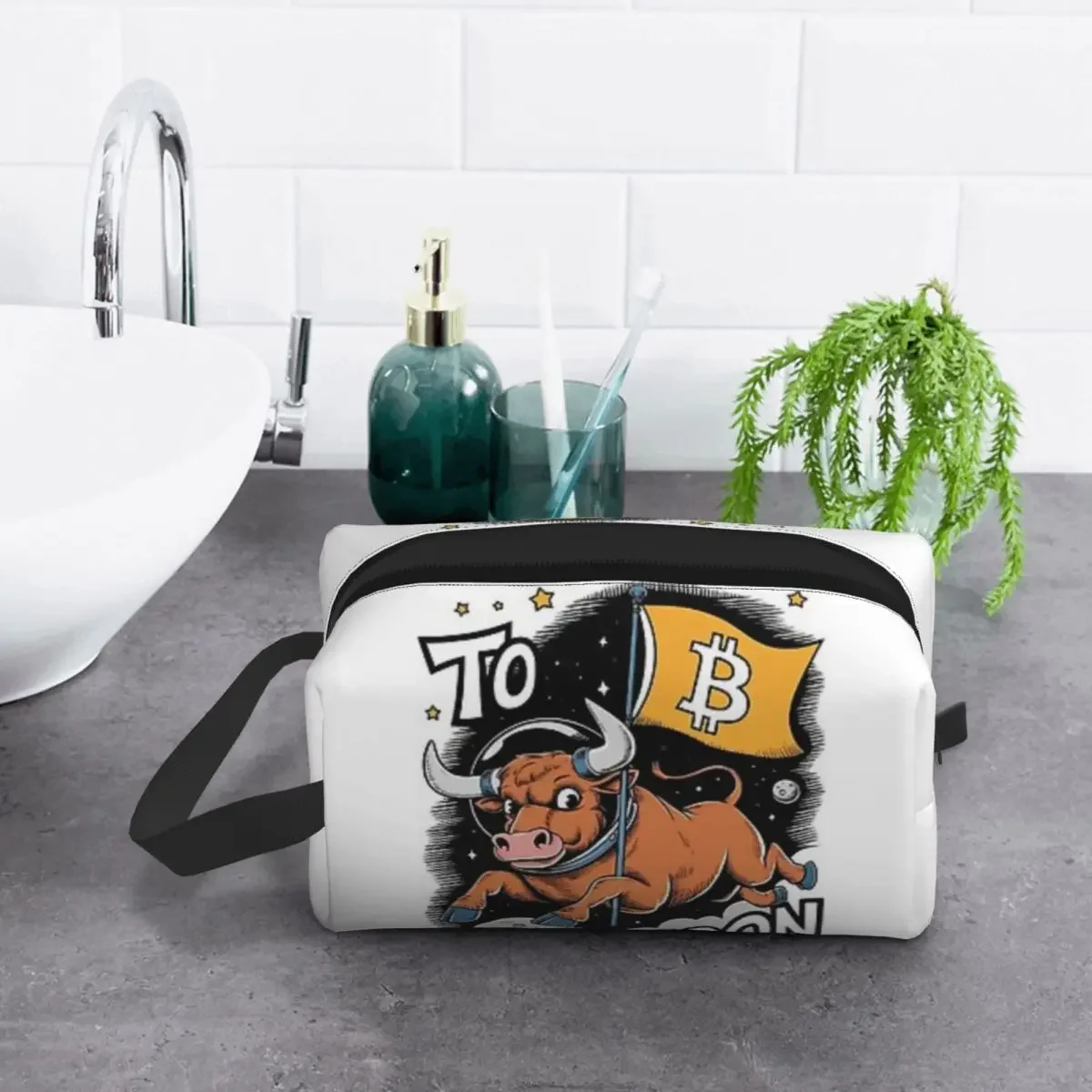 Мужская деловая Портативная сумка для хранения из полиэстера Биткойн в Луну