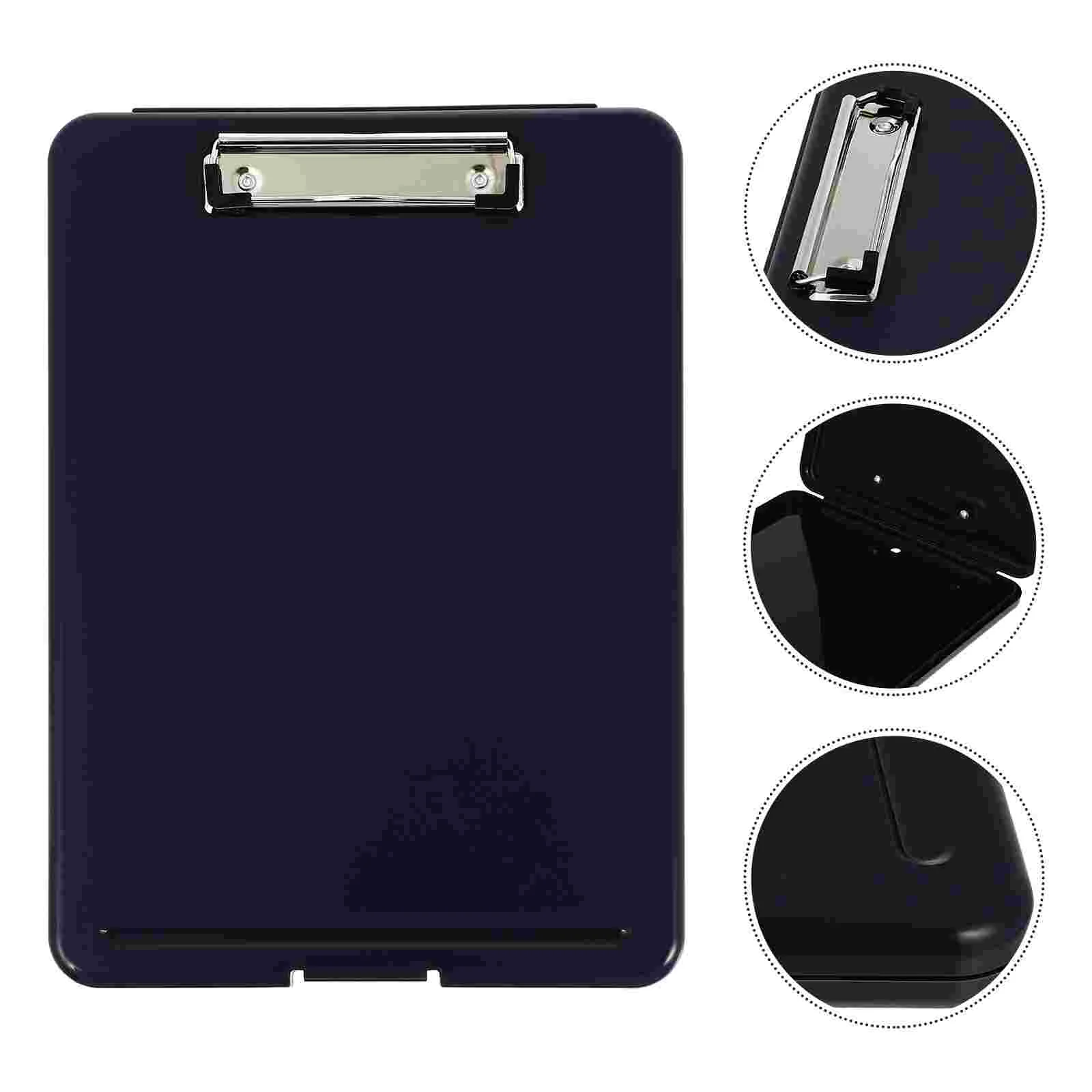 

A4 Storage Box Case: Black Clipboard Case Suitable for School Utility Industrial Office Personnel Clipboard Box