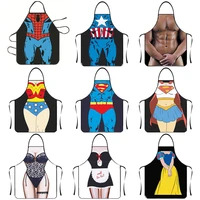 creative sexy woman kitchen cooking apron super hero for dinner chef man aprons adult baking bib house cleaning tools