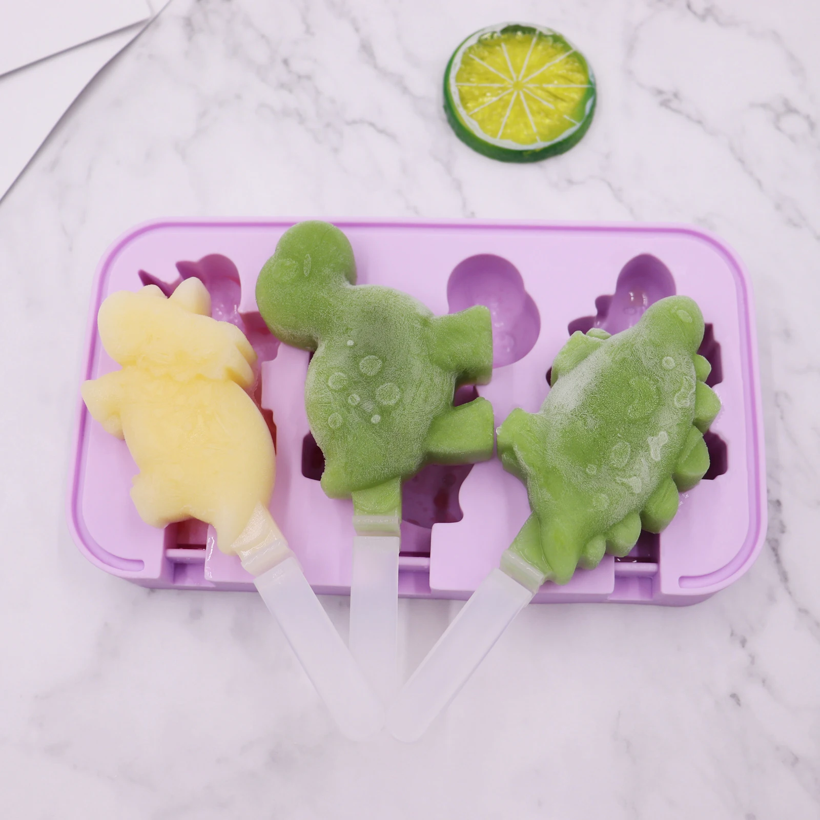 

Popsicle Ice Cream Mold Silicone Ice Cream Mold DIY Homemade Ice Lolly Mold Freezer Juice Ice Cube Tray Dinosaur