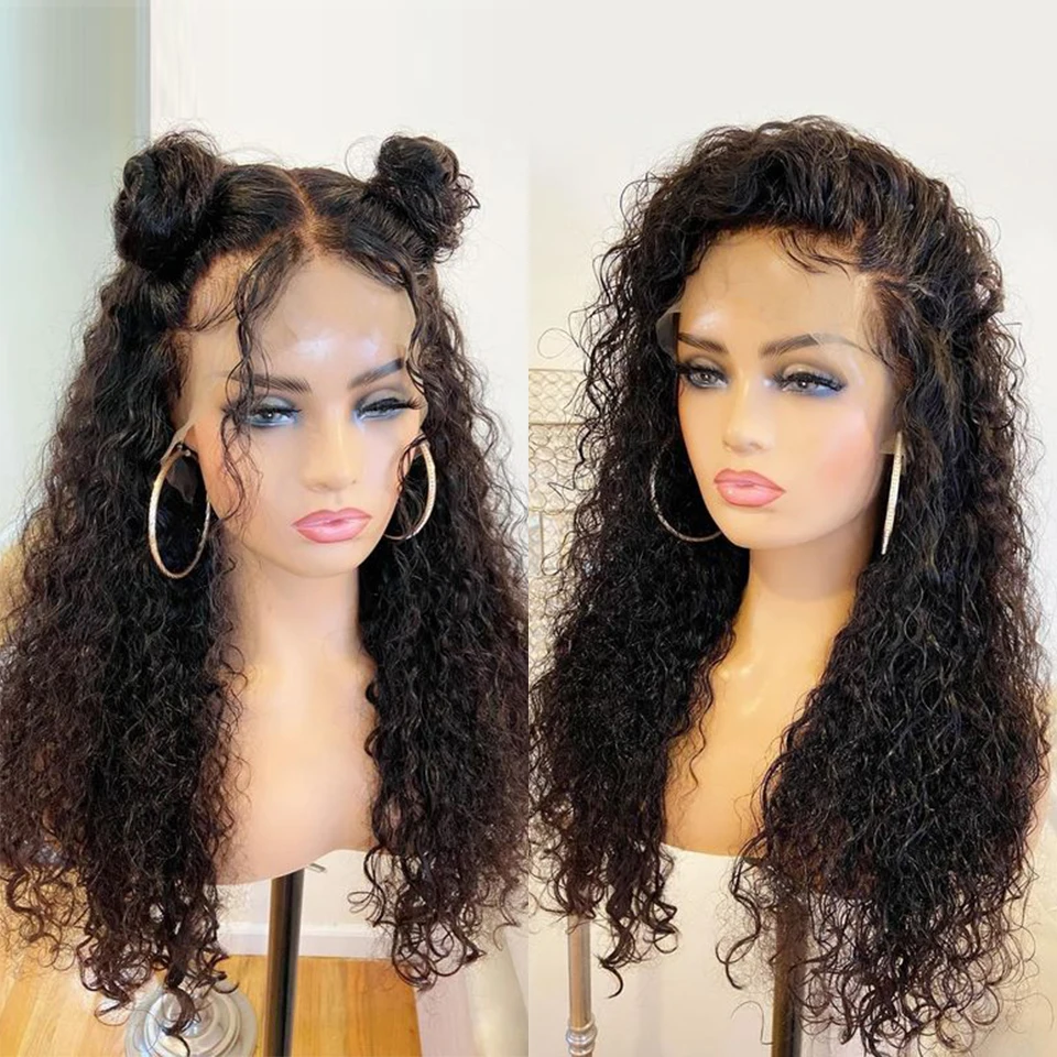 

Glueless Soft Natural Black Color 26inch Long 180% Density Kinky Curly Lace Front Wig For Women With Babyhair Pre Plucked Daily