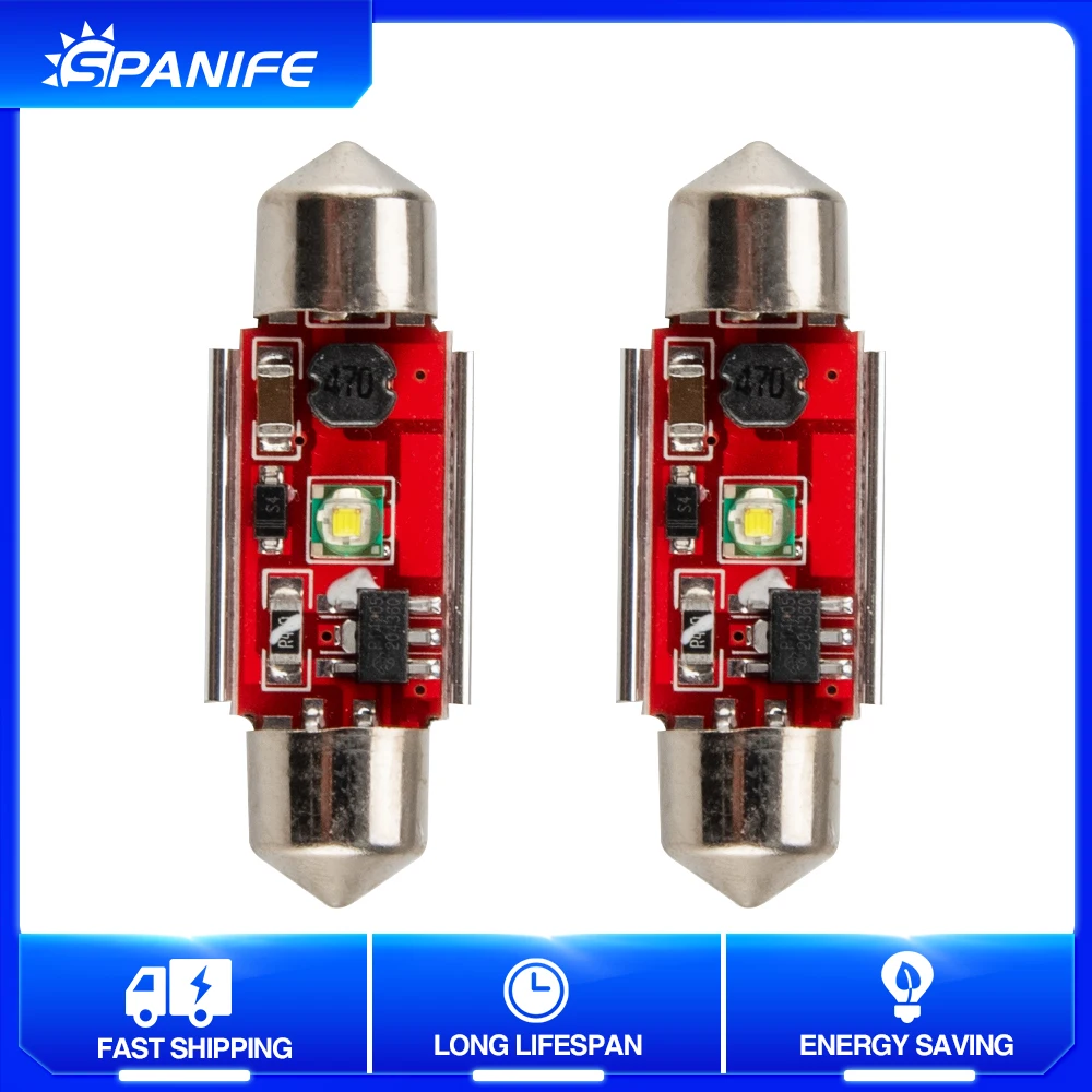 

Spanife 2pcs/lot DC12V Interior Car LED 31mm 36mm 39mm 42mm Car 1 CREE Bulbs Lamp Interior Dome Lights Plate lamps Bulb