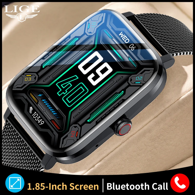 

LIGE NFC Voice Control Smart Watch Men Bluetooth Calls Custom Dial Fitness Sports Men'Watches Smartwatch Men For IOS Android