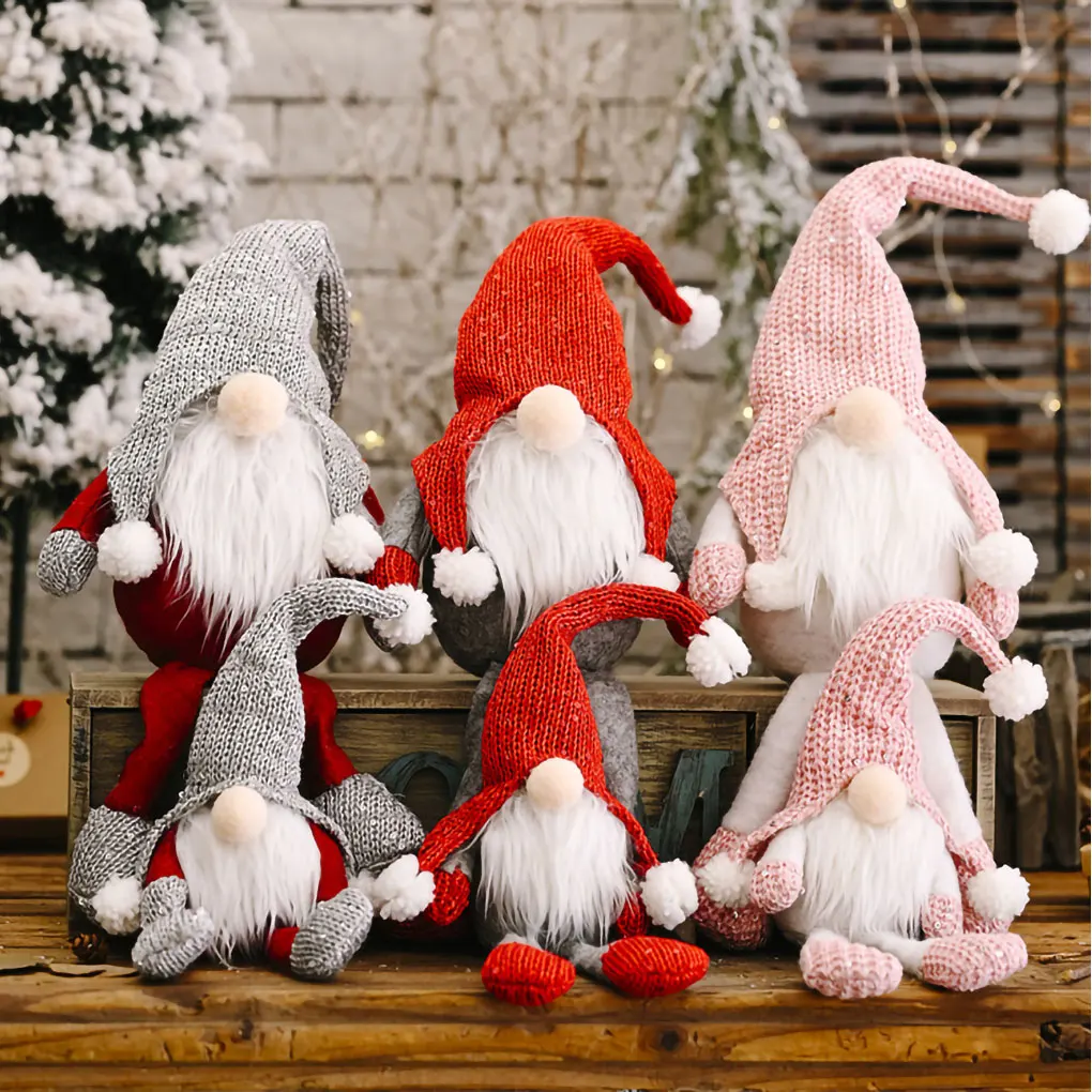 

Merry Christmas Long Hat Swedish Santa Gnome Angle Plush Toys Doll Ornament Xmas Tree Decor Kids Xmas Gift 2021 New Year