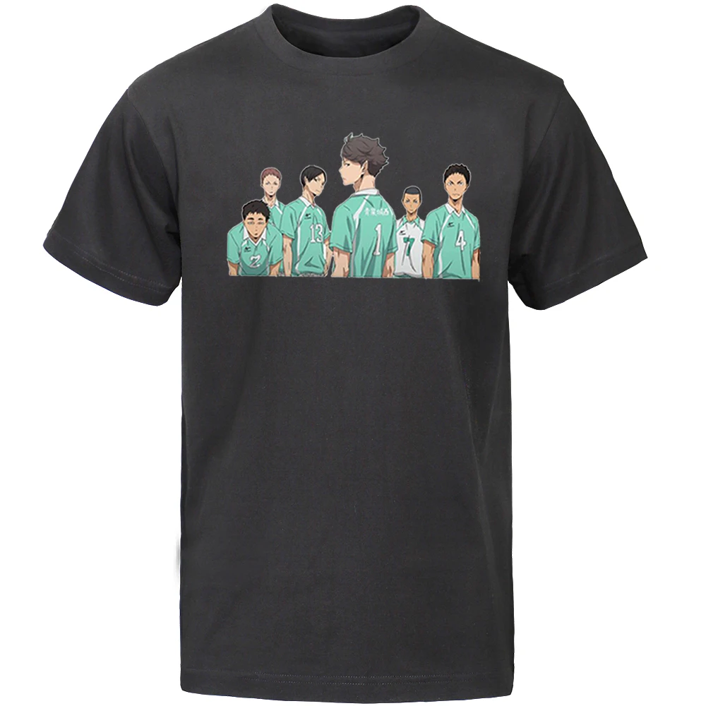 

Футболка Haikyuu мужская с круглым вырезом, популярная рубашка для Волейбольного клуба, топ в стиле японского аниме, рубашка в стиле хип-хоп с к...