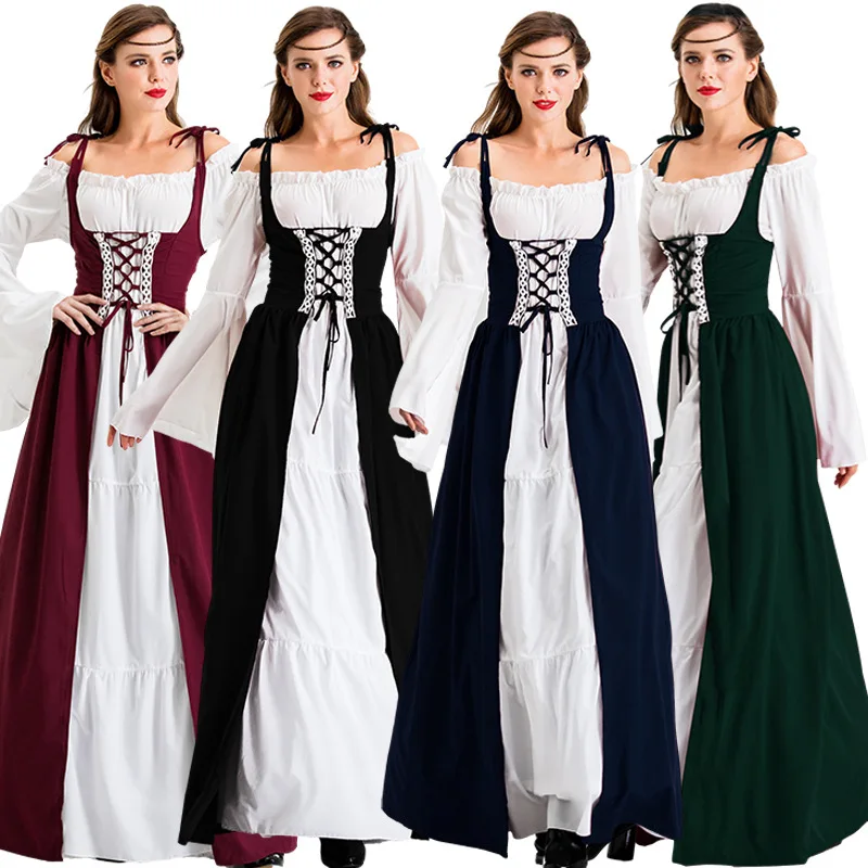 

European and American court medieval dress binding waist stage performance costume retro drama performance costume