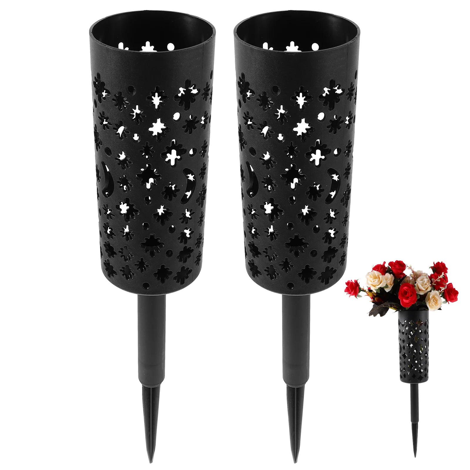 

2 Pcs Vase Flowers Cemetery Headstones Graves Artificial Resin Memorial Supply Vases Holder Spike Spiked