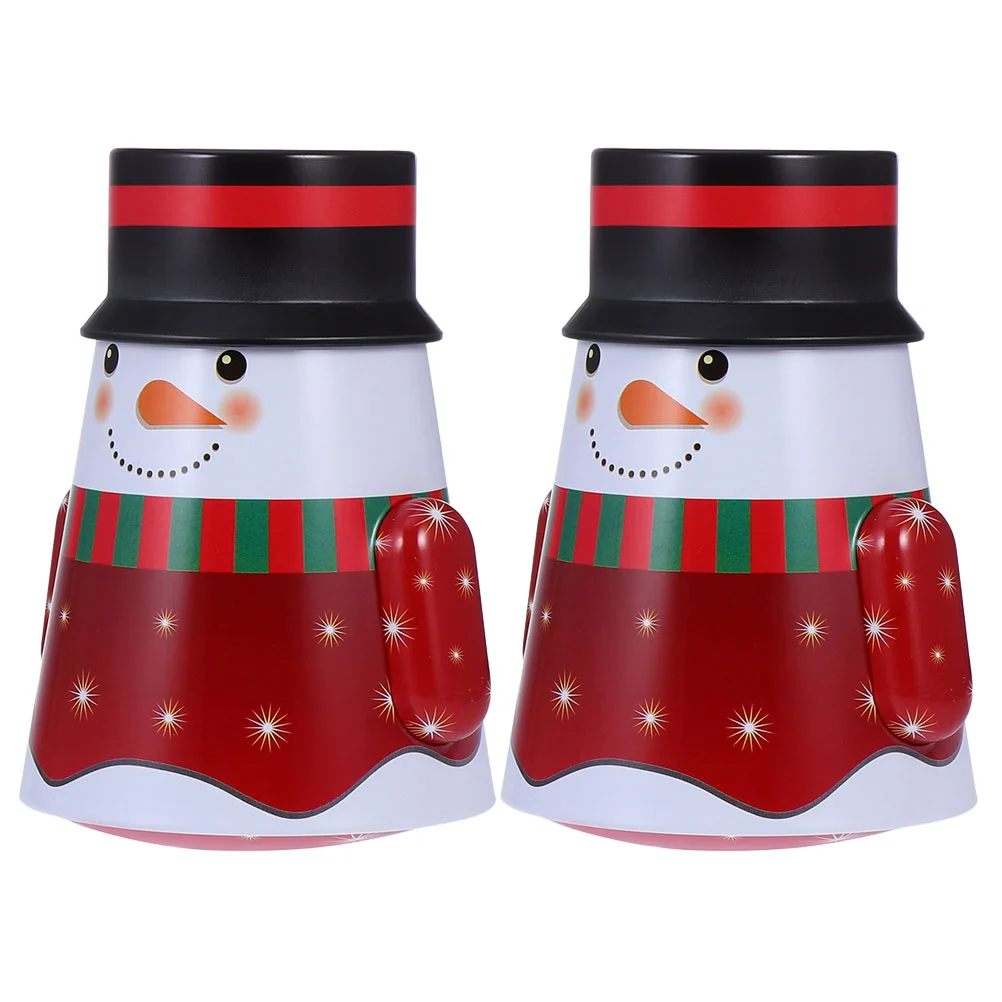

2Pcs Christmas Cartoon Snowman Storage Box Tumbler Candy Box Candy Case Christmas Gift