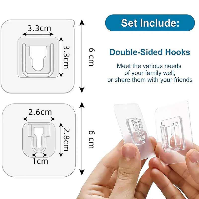1/15 пар водонепроницаемые двусторонние прозрачные клейкие крючки